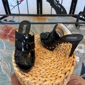 MICHAEL Michael Kors Black Patent Heels with Studs